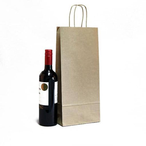 sacchetti portabottiglie vino kraft avana maniglia ritorta