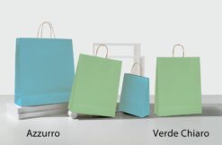 buste personalizzate carta erba colorate azzurro verde chiaro maniglia ritorta