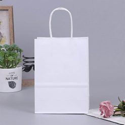 shopper personalizzate kraft bianco con logo maniglia ritorta in carta