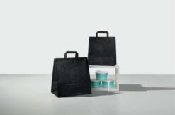 shopper take away bicolore nero maniglia piatta