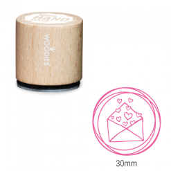 Bollo Woodies - Busta con cuori | Area stampa: Diametro 30mm