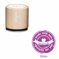Bollo Woodies - fatto con amore specialmente per te - Area stampa: Diametro 30mm