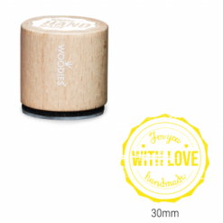 Bollo Woodies - per te con amore fatto a mano - Area stampa: Diametro 30mm