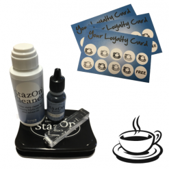 Carta fedeltà Timbro manuale Tazza di caffè 2 con kit inchiostro a secco rapido | Area stampa: 10 x 10mm