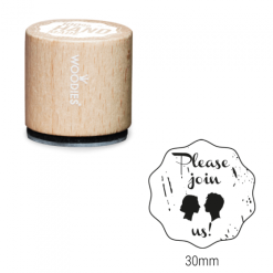 Timbro Woodies - per favore unisciti a noi | Area stampa: Diametro 30mm