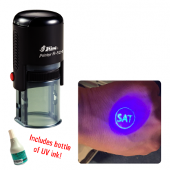 Timbro a mano autoinchiostrante UV - circolare da 22 mm | Area stampa: Diametro 22mm fino a 4 righe di testo