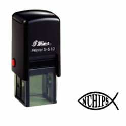 Timbro di fidelizzazione della carta di fedeltà di pesce e chips - Area stampa: 10 x 10mm