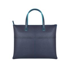 Borsa shopping/portadocumenti bicolore - Finesse - CA057-colore-Blu chiaro