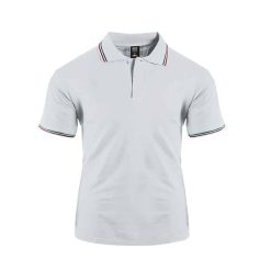 Polo mezza manica cotone piquè pettinato con profili tricolore - Polo italia - NK205-colore-Bianco