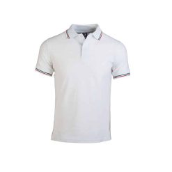 Polo mezza manica cotone piquè pettinato con profili tricolore - Polo italy - PM370-colore-Bianco