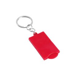 Portachiavi con disco in plastica estraibile per carrello spesa - Coin - PE126-colore-Rosso