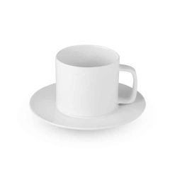 Tazza in ceramica con piattino - Subli tea - PC465-colore-Bianco