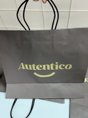 shopper per negozi colore caffè stampa oro